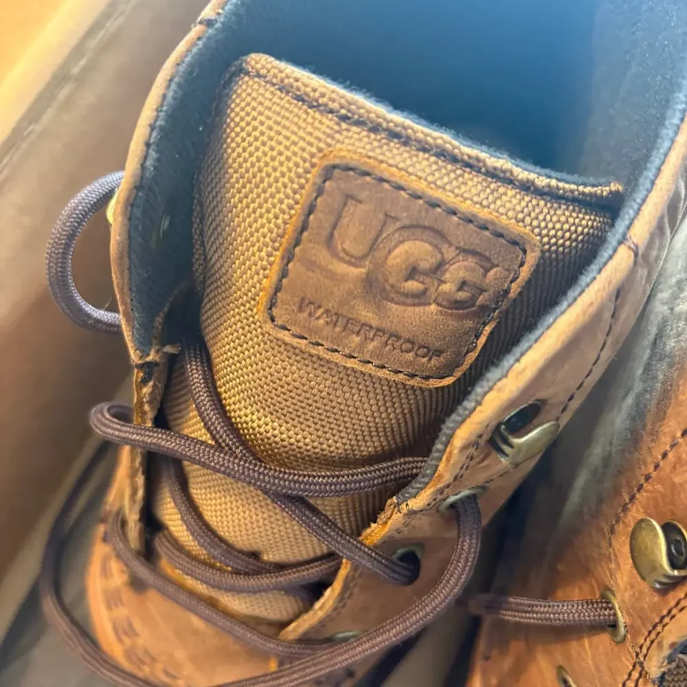 UGG Mens Zetik Waterproof Duck Boots 11.5 Brown Chestnut Leather Winter Rain